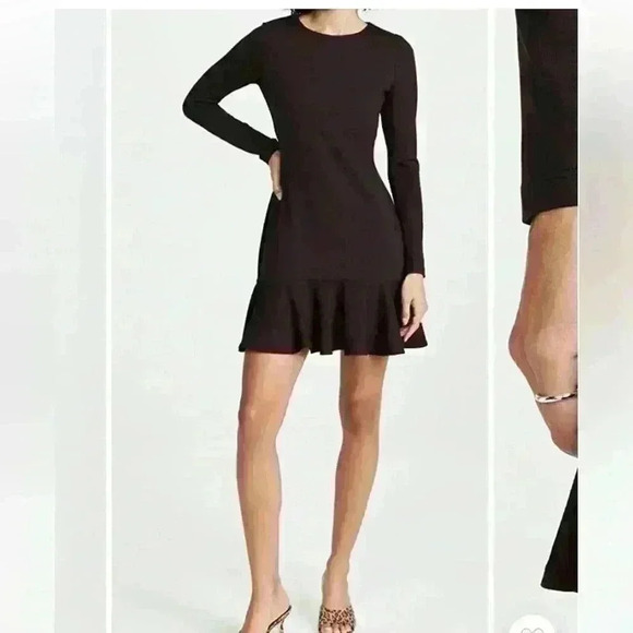 NWT- Revolve Susana Monaco Ruffle Bottom Long Sleeve Mini Dress Sz L- Cabernet - Picture 6 of 7